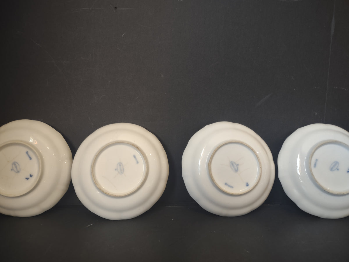 Vintage Blue Onion Porcelain Butter Pat Saucers Set of 4 Imperfect [7434]