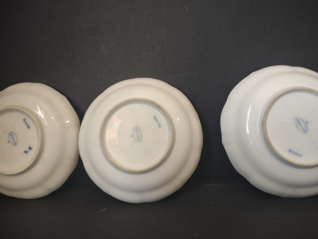 Vintage Blue Onion Porcelain Butter Pat Saucers Set of 4 Imperfect [7434]