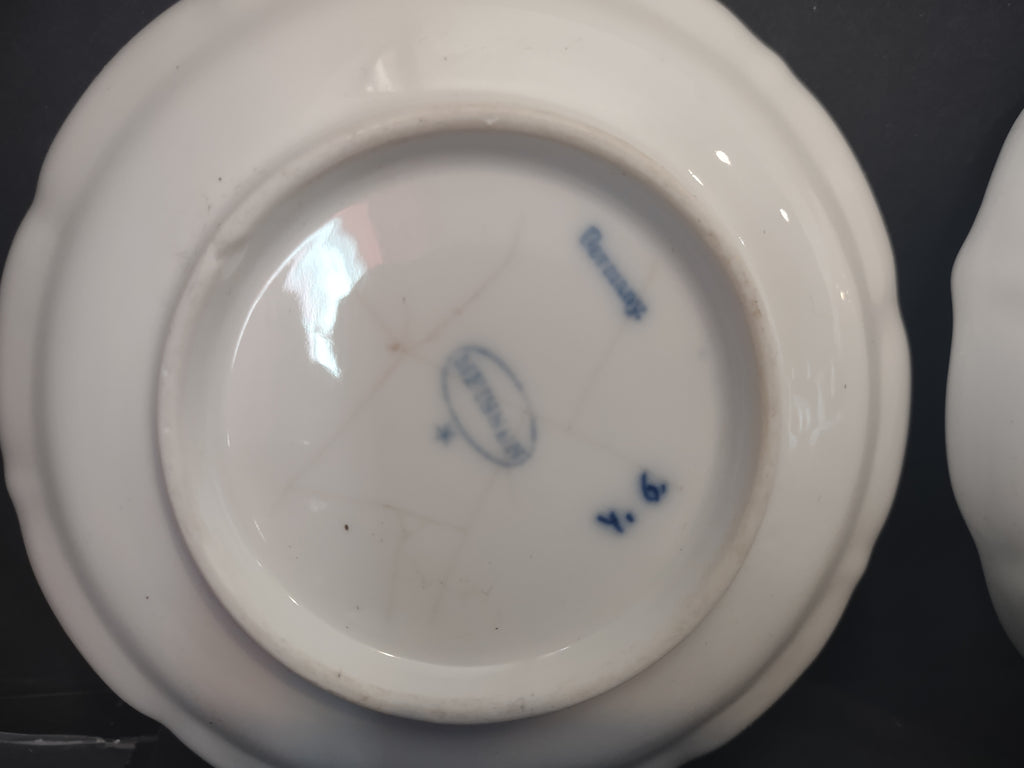 Vintage Blue Onion Porcelain Butter Pat Saucers Set of 4 Imperfect [7434]