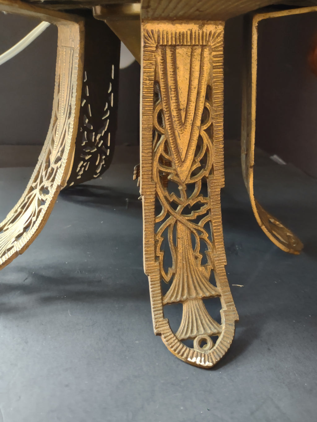 Vintage Art Deco Gothic Filigree 4-Arm Chandelier [7427]