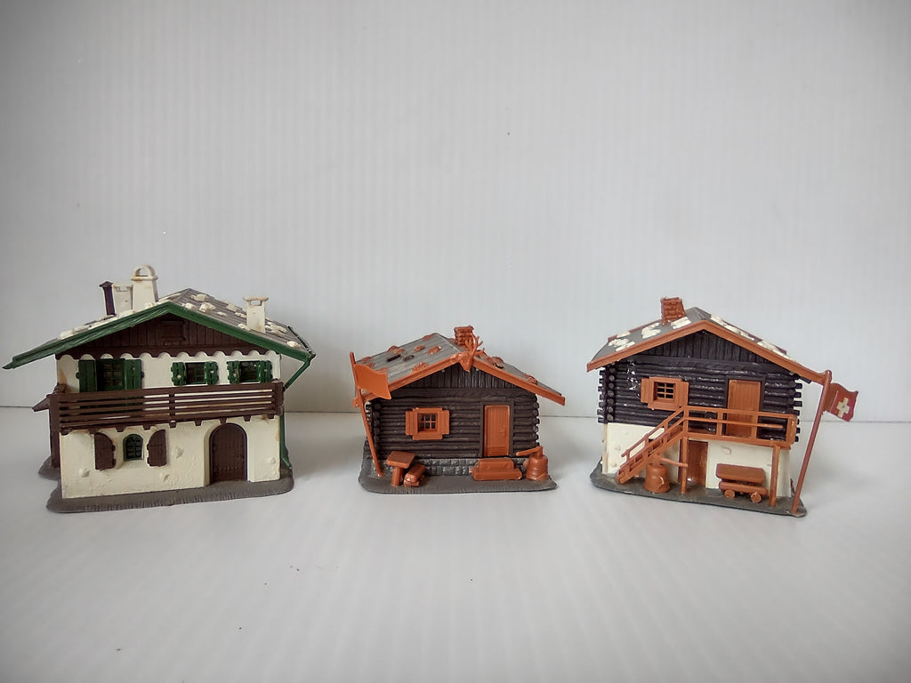 Vintage Pola HO Scale Swiss Alpine Chalet Set of 3 Assembled [8003n]