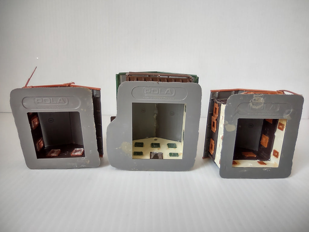Pola chalet set of 3 - underside showing Pola brand stamp and interior detail