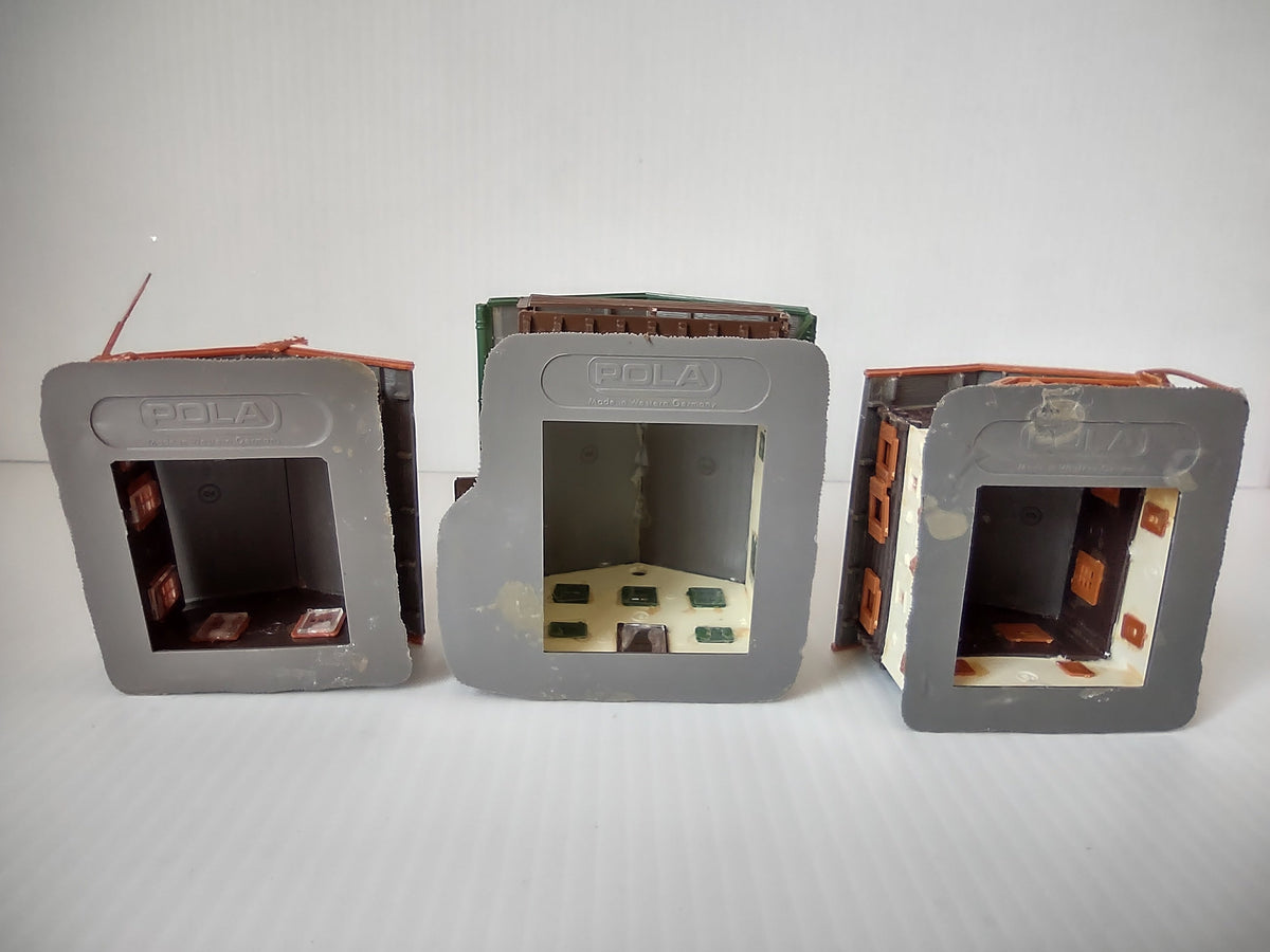 Pola chalet set of 3 - underside showing Pola brand stamp and interior detail