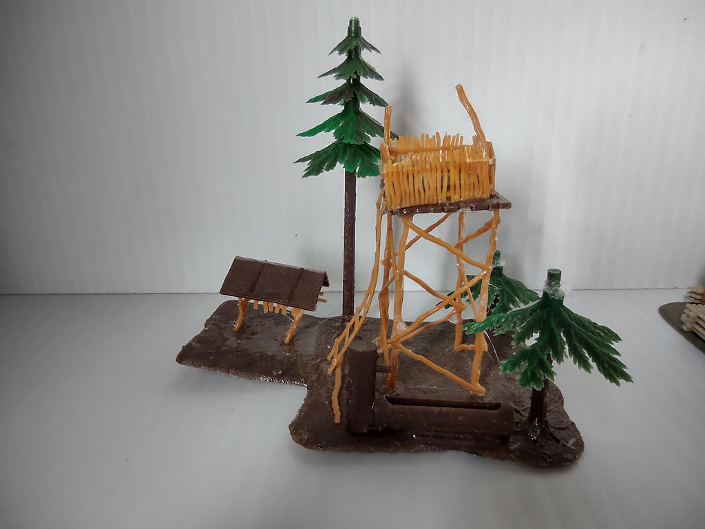 Vintage Faller HO Scale Alpine Log Cabin Hunting Tower Thatched Barn Set [8009n]