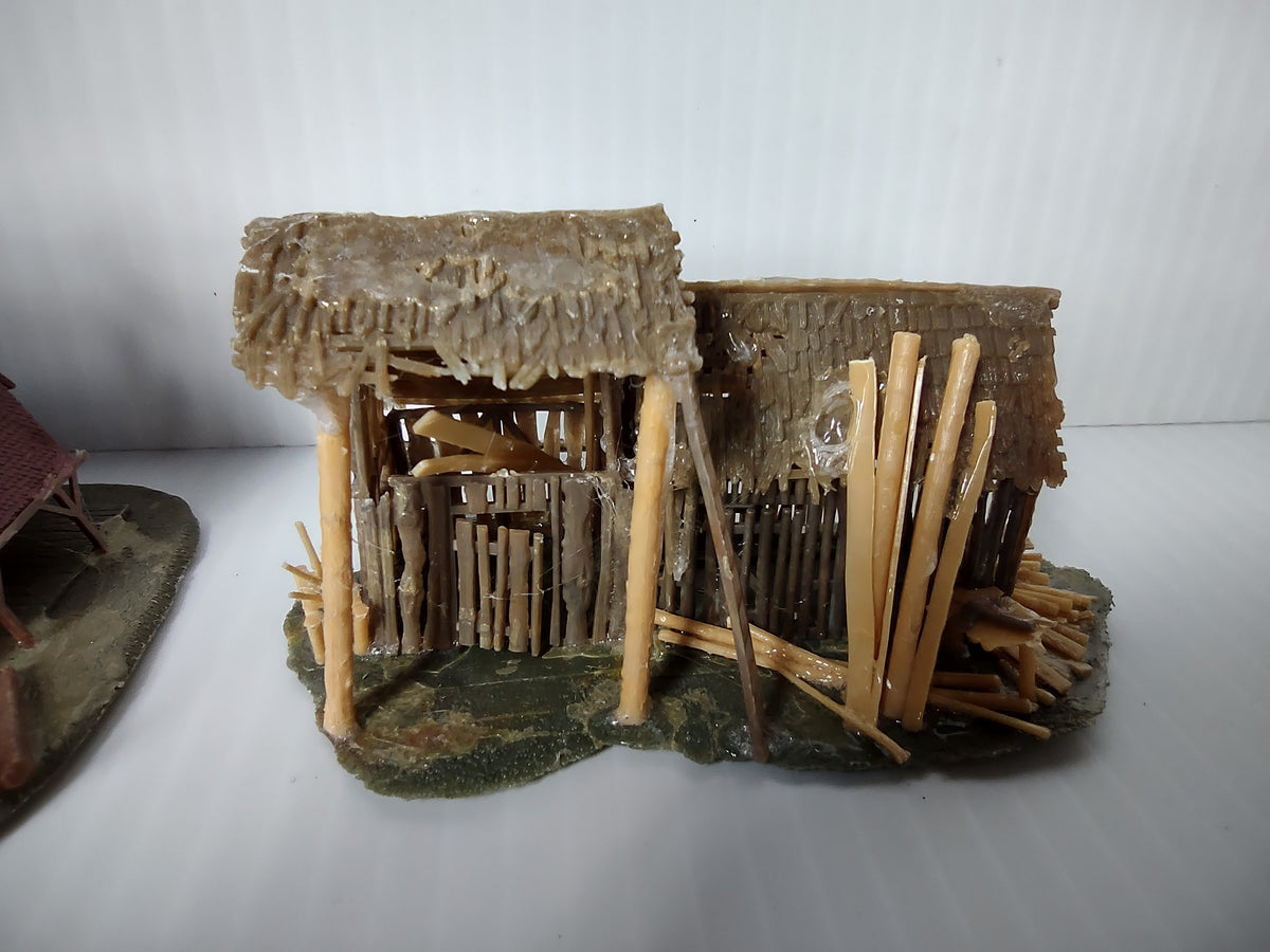Vintage Faller HO Scale Alpine Log Cabin Hunting Tower Thatched Barn Set [8009n]