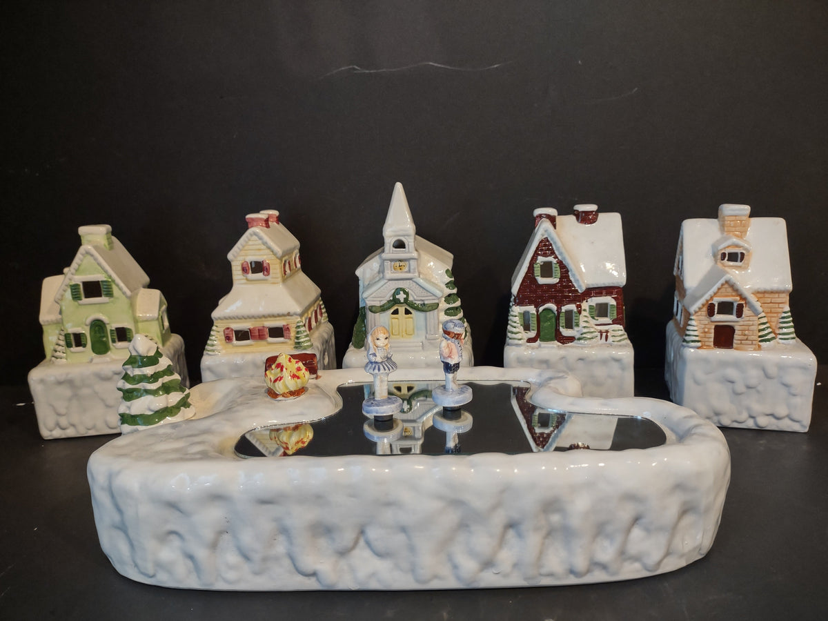 House of Lloyd Winter Wonderland ceramic village set with church and ice skaters
