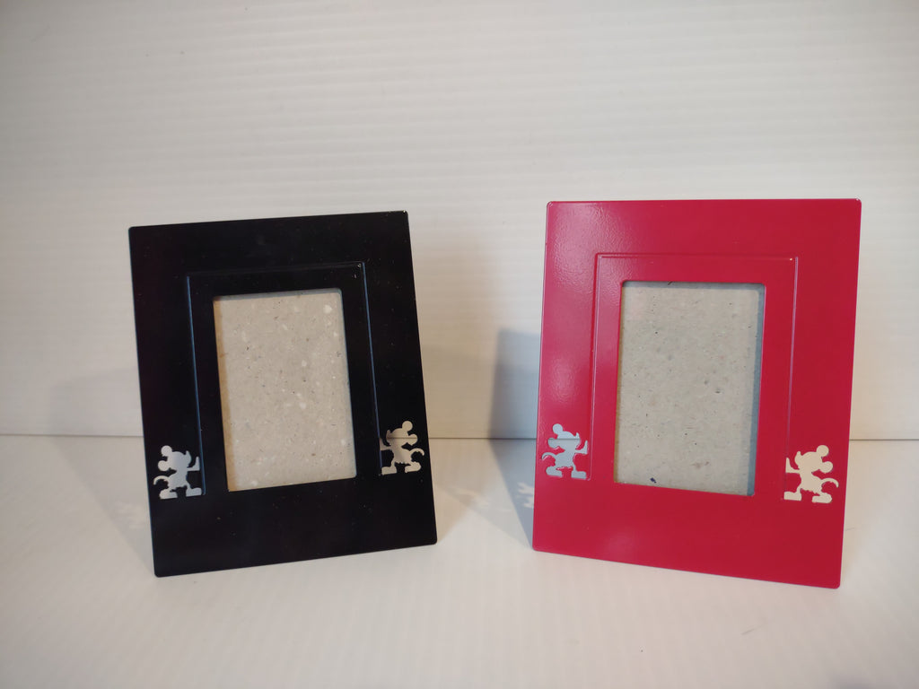 Vintage Disney Mickey Silhouette 2x3 Photo Small Frame Black & Red Set of 2 [7428]