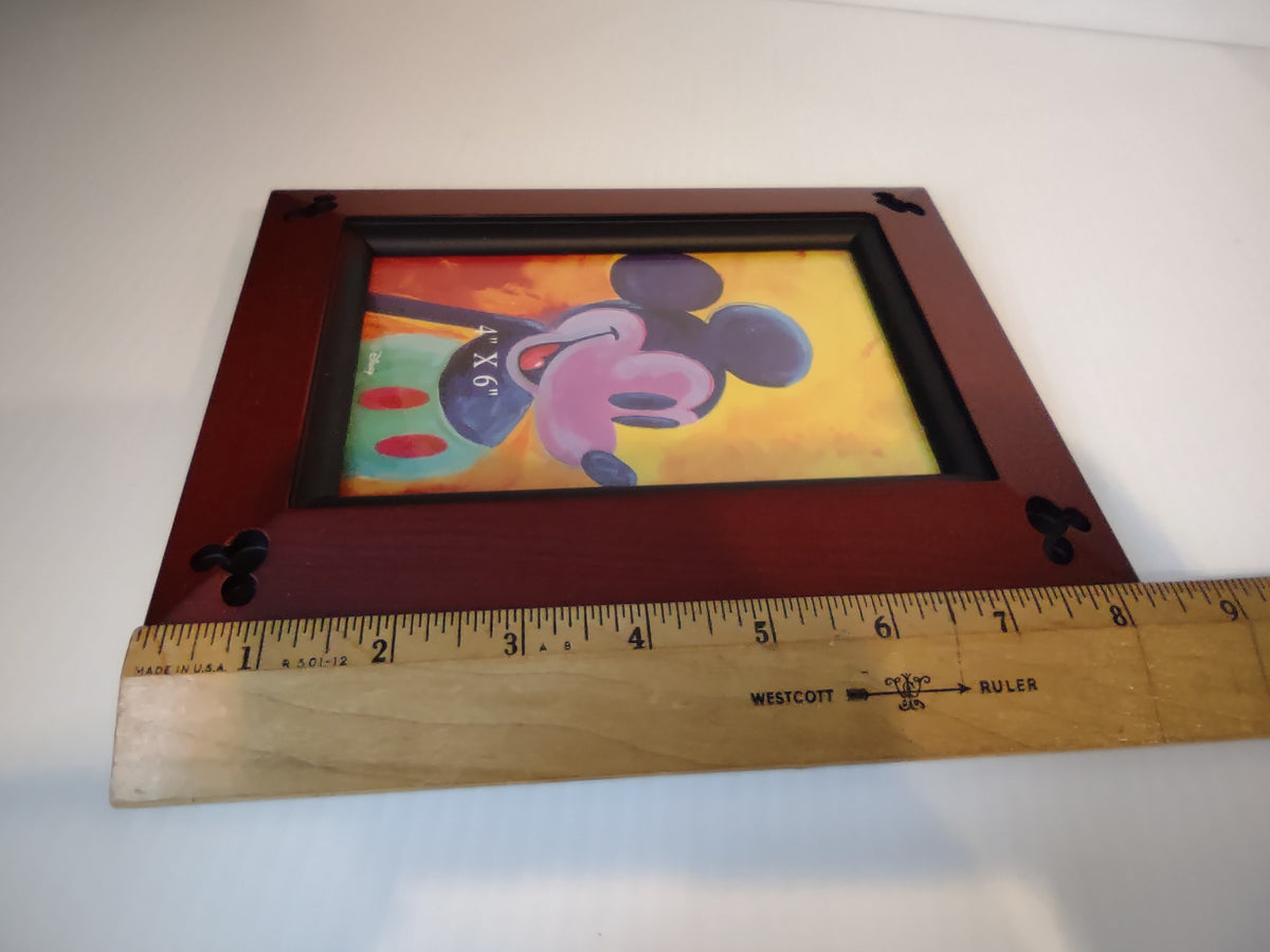 Vintage Disney Mickey Head Cutout 4x6 Photo Frame Red Wood Thailand [7429]