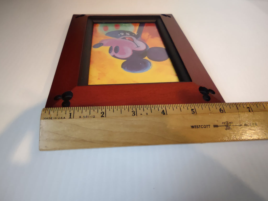 Vintage Disney Mickey Head Cutout 4x6 Photo Frame Red Wood Thailand [7429]