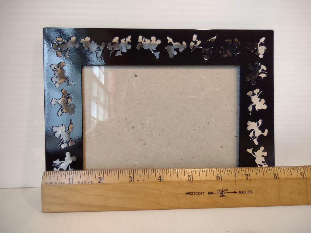 Vintage Disney Mickey Tumbler 4x6 Photo Frame Black & Red Set of 2 [7430]