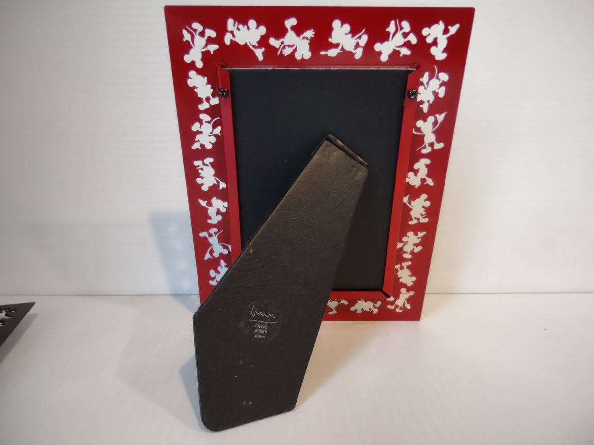 Vintage Disney Mickey Tumbler 4x6 Photo Frame Black & Red Set of 2 [7430]
