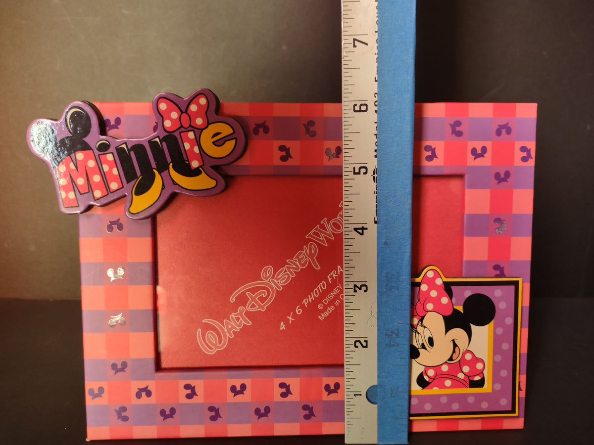 Vintage Walt Disney World Minnie Mouse Pink Purple 4x6 Photo Frame [7433]