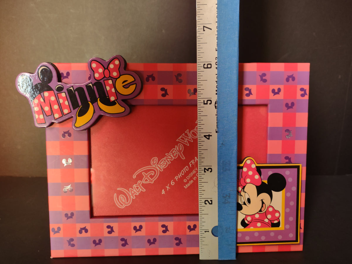 Vintage Walt Disney World Minnie Mouse Pink Purple 4x6 Photo Frame [7433]