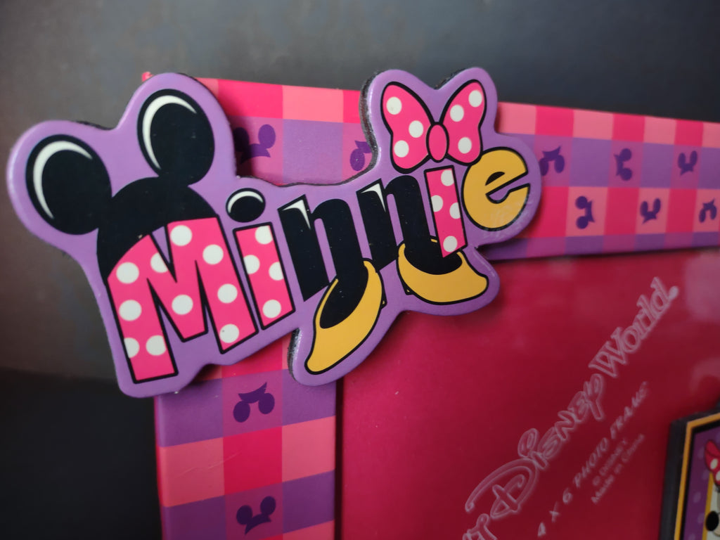 Vintage Walt Disney World Minnie Mouse Pink Purple 4x6 Photo Frame [7433]