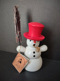 Vintage Christian Ulbricht German Snowman Incense Burner Red Top Hat 6" [8023n]