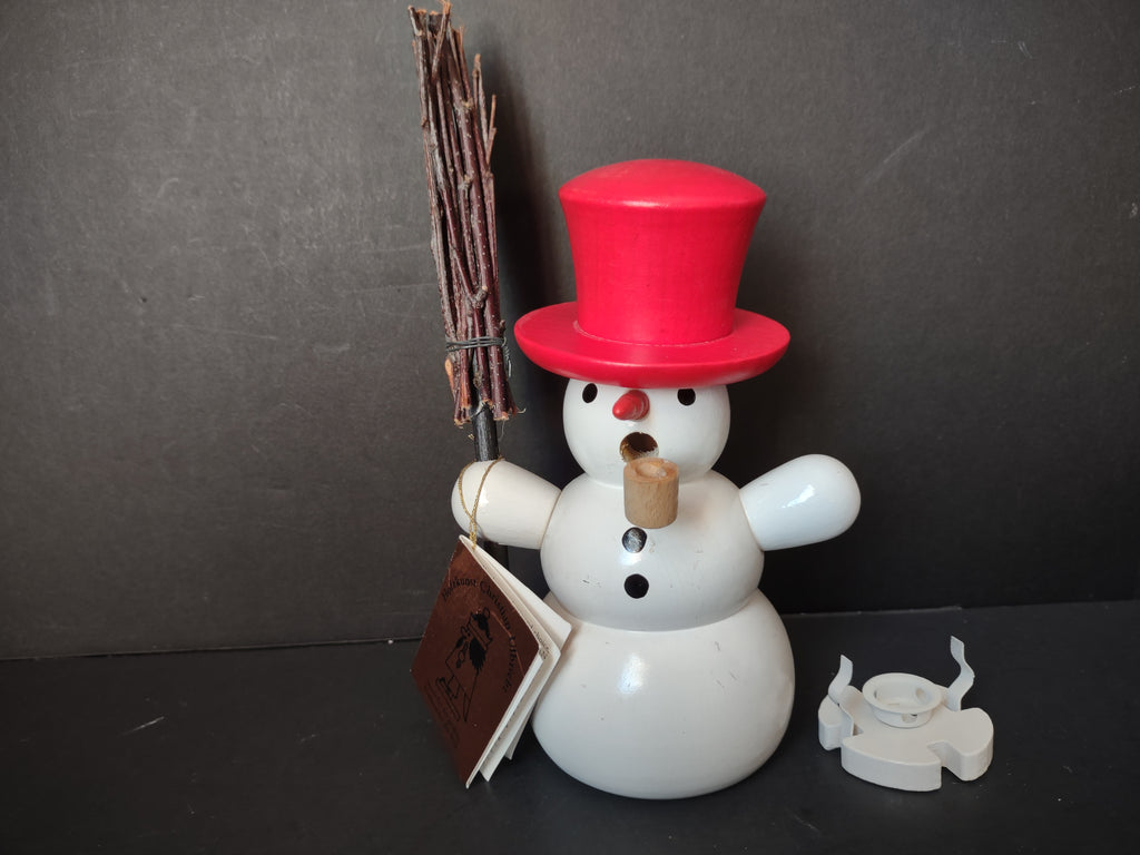 Vintage Christian Ulbricht German Snowman Incense Burner Red Top Hat 6" [8023n]