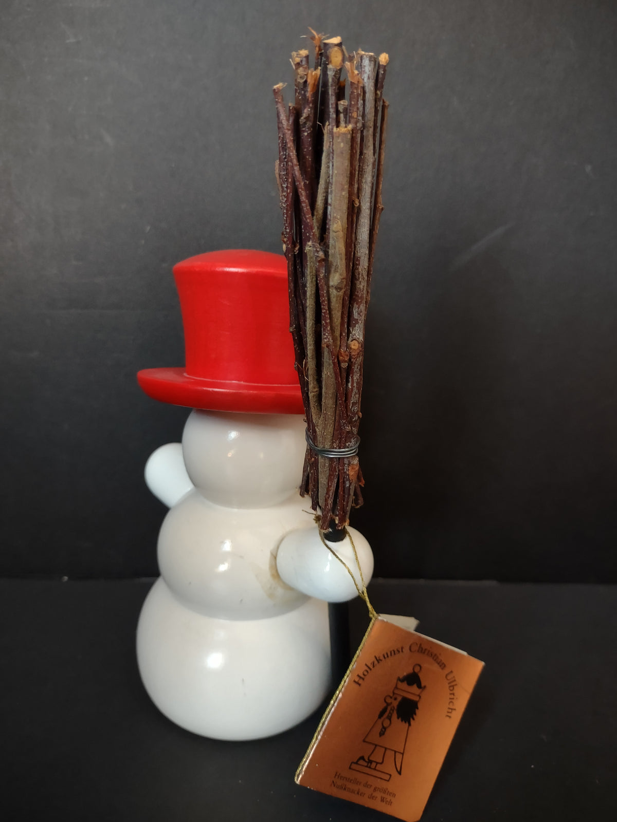 Vintage Christian Ulbricht German Snowman Incense Burner Red Top Hat 6" [8023n]