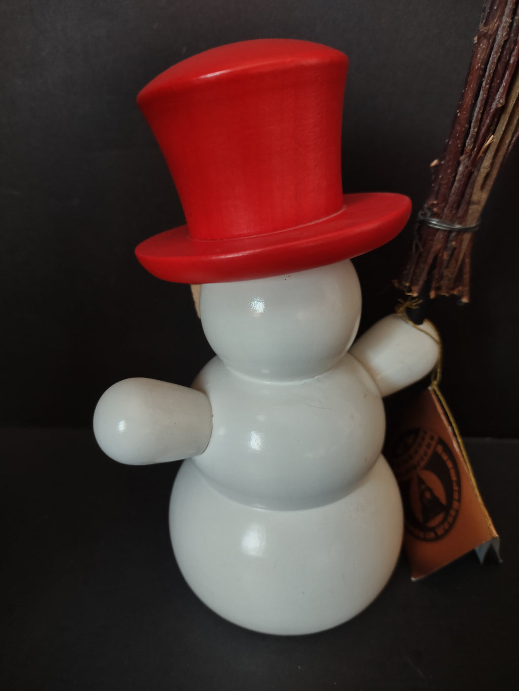 Vintage Christian Ulbricht German Snowman Incense Burner Red Top Hat 6" [8023n]