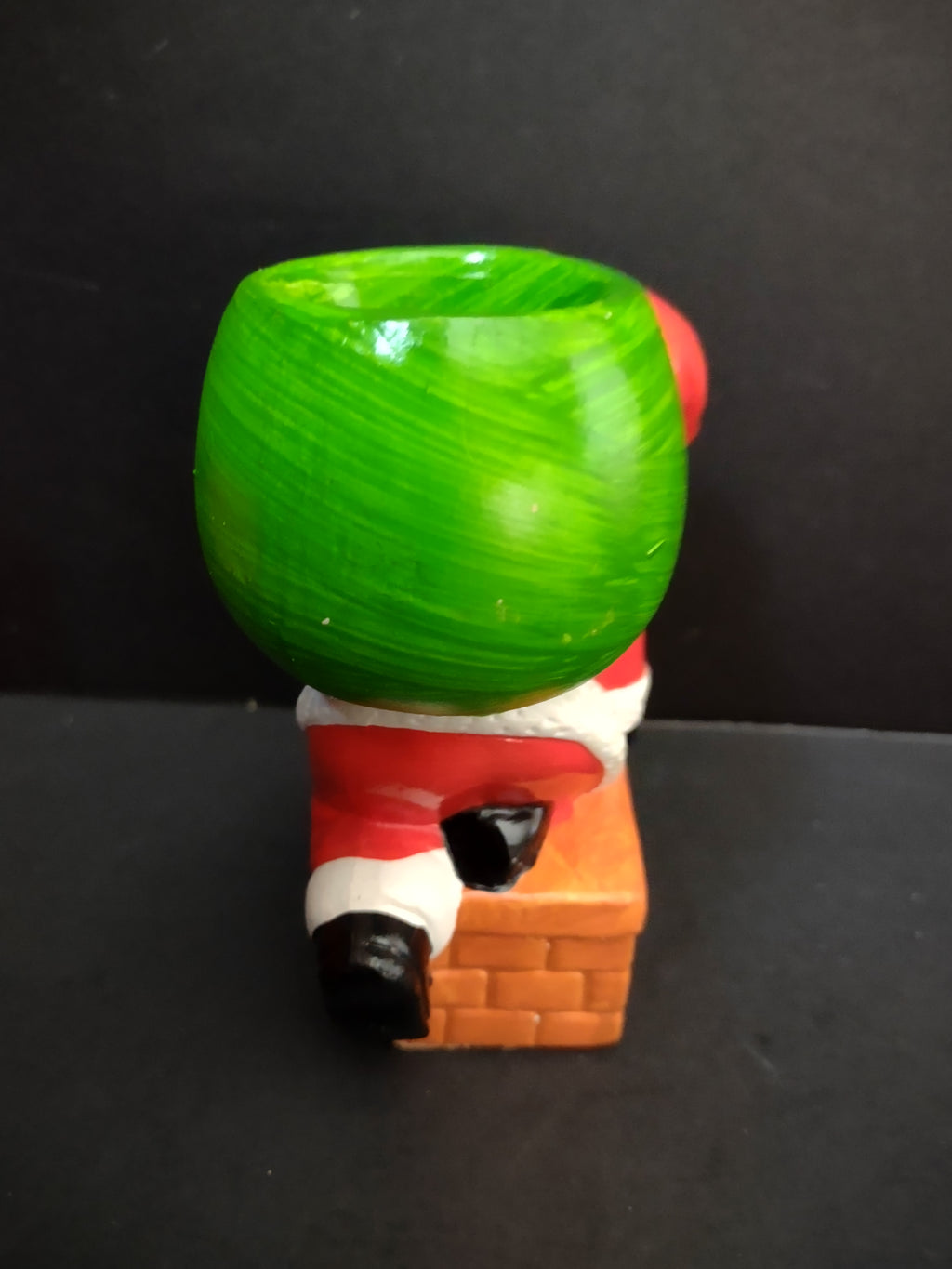 Vintage Christmas Merry Lights Santa Chimney Ceramic Candle Holder w/ Box 5" Taiwan [8024n]