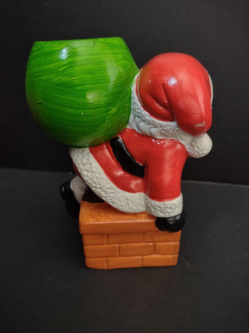 Vintage Christmas Merry Lights Santa Chimney Ceramic Candle Holder w/ Box 5" Taiwan [8024n]