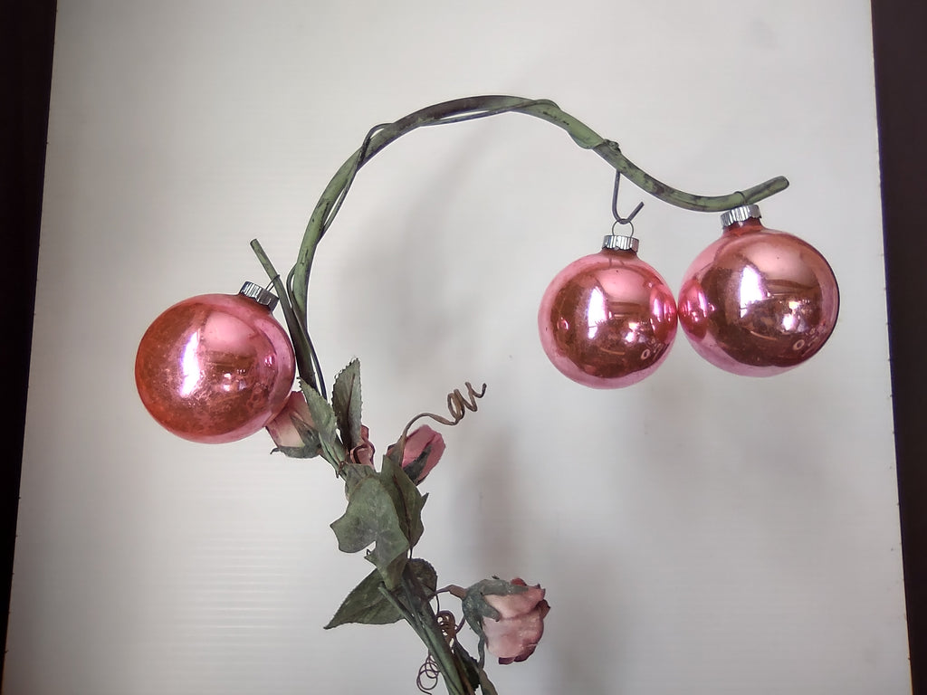 Vintage Shiny Brite Pink Glass Ball Christmas Ornaments Set of 3 [8029n]