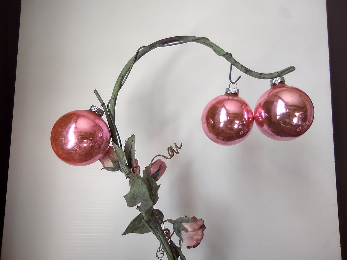 Vintage Shiny Brite Pink Glass Ball Christmas Ornaments Set of 3 [8029n]