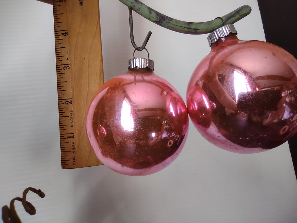 Vintage Shiny Brite Pink Glass Ball Christmas Ornaments Set of 3 [8029n]