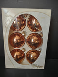 Vintage Visions by Holly copper rose gold glass ball ornaments set of 6 in original box