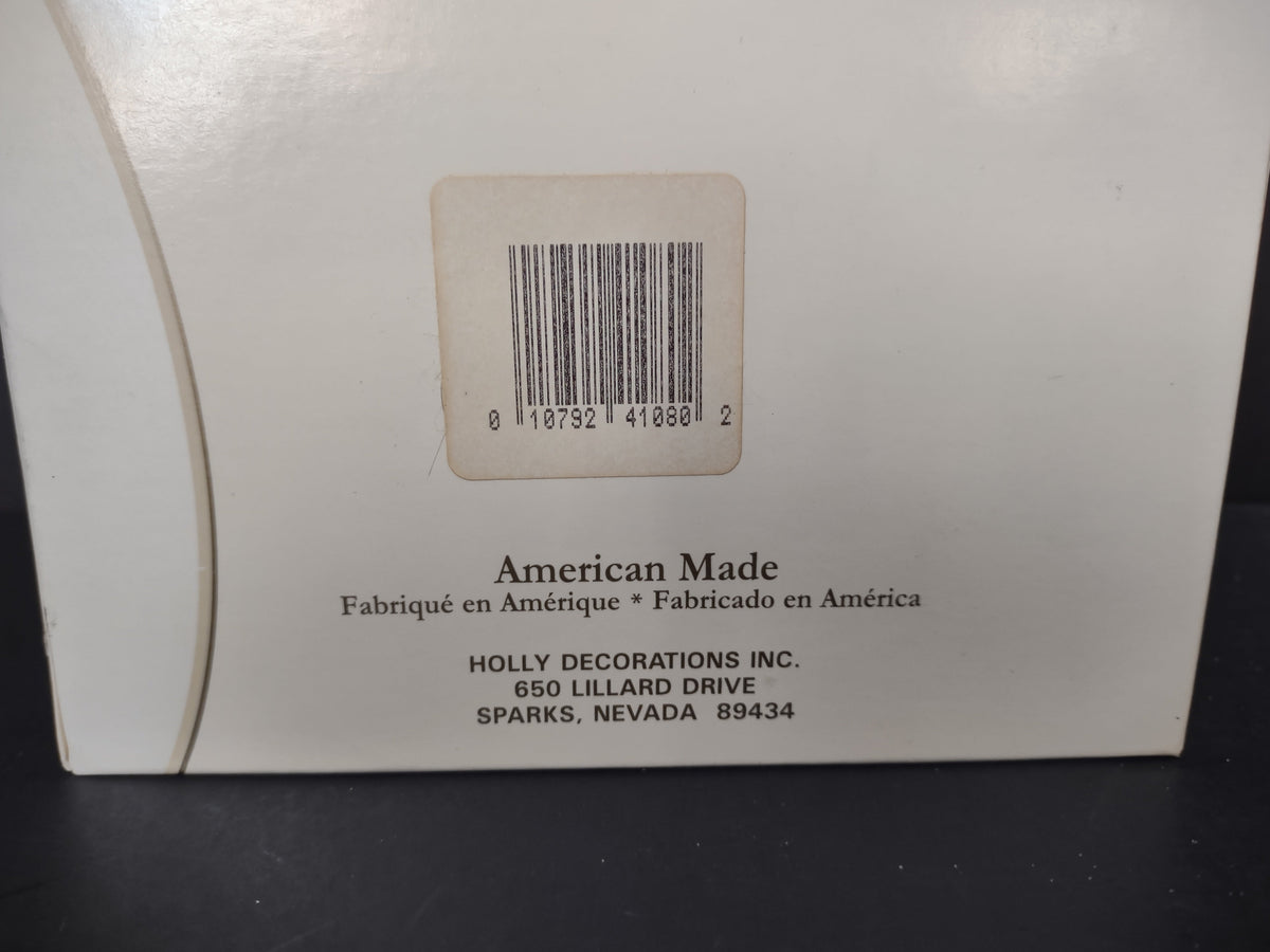 Visions by Holly ornament box back label - Holly Decorations Inc., Sparks Nevada, American Made
