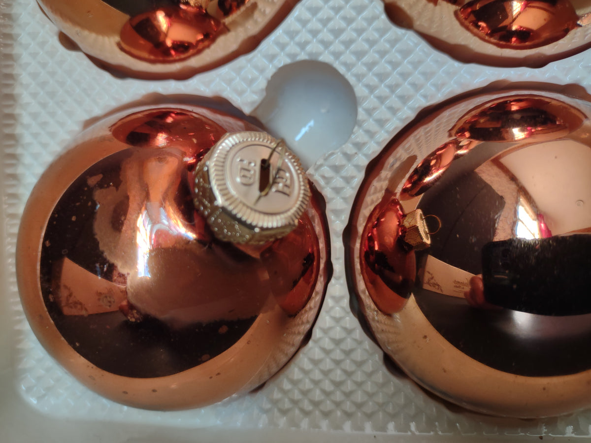 Vintage Visions by Holly Copper Rose Gold Glass Ball Ornaments Set 6 [8031n]