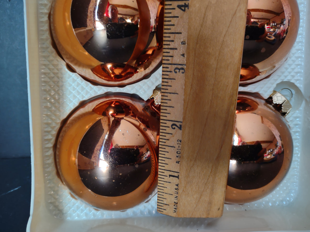 Vintage Visions by Holly Copper Rose Gold Glass Ball Ornaments Set 6 [8031n]