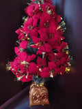 Vintage Fiber Optic Poinsettia Christmas Tree Gold Base [8041n]
