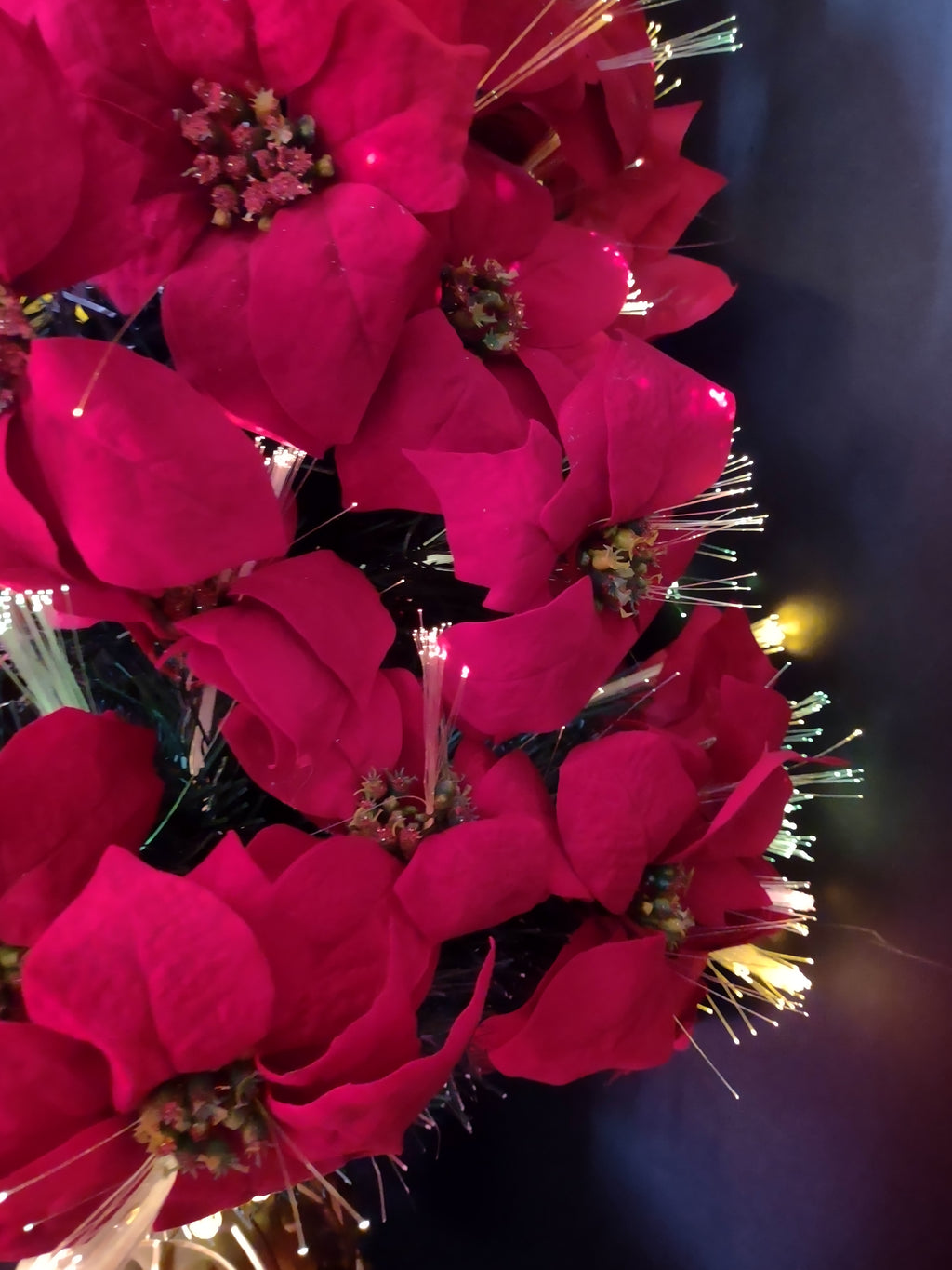 Vintage Fiber Optic Poinsettia Christmas Tree Gold Base [8041n]