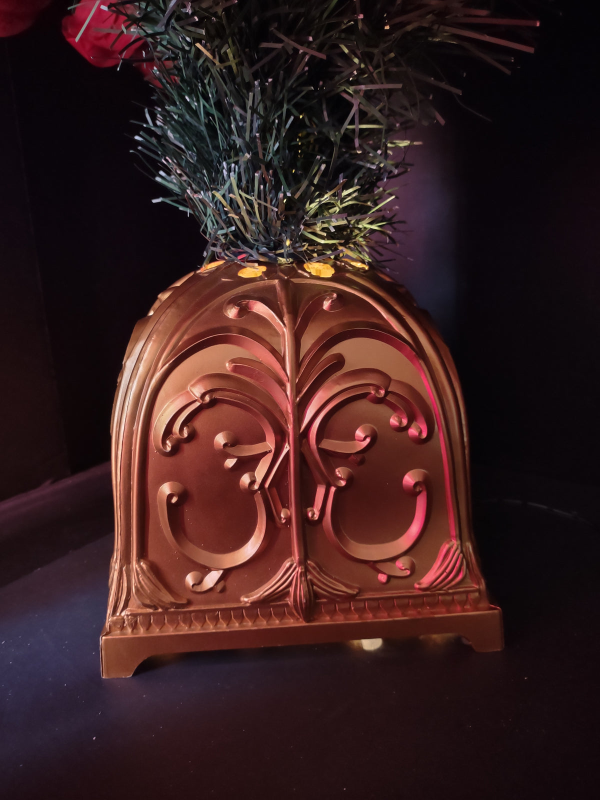 Vintage Fiber Optic Poinsettia Christmas Tree Gold Base [8041n]