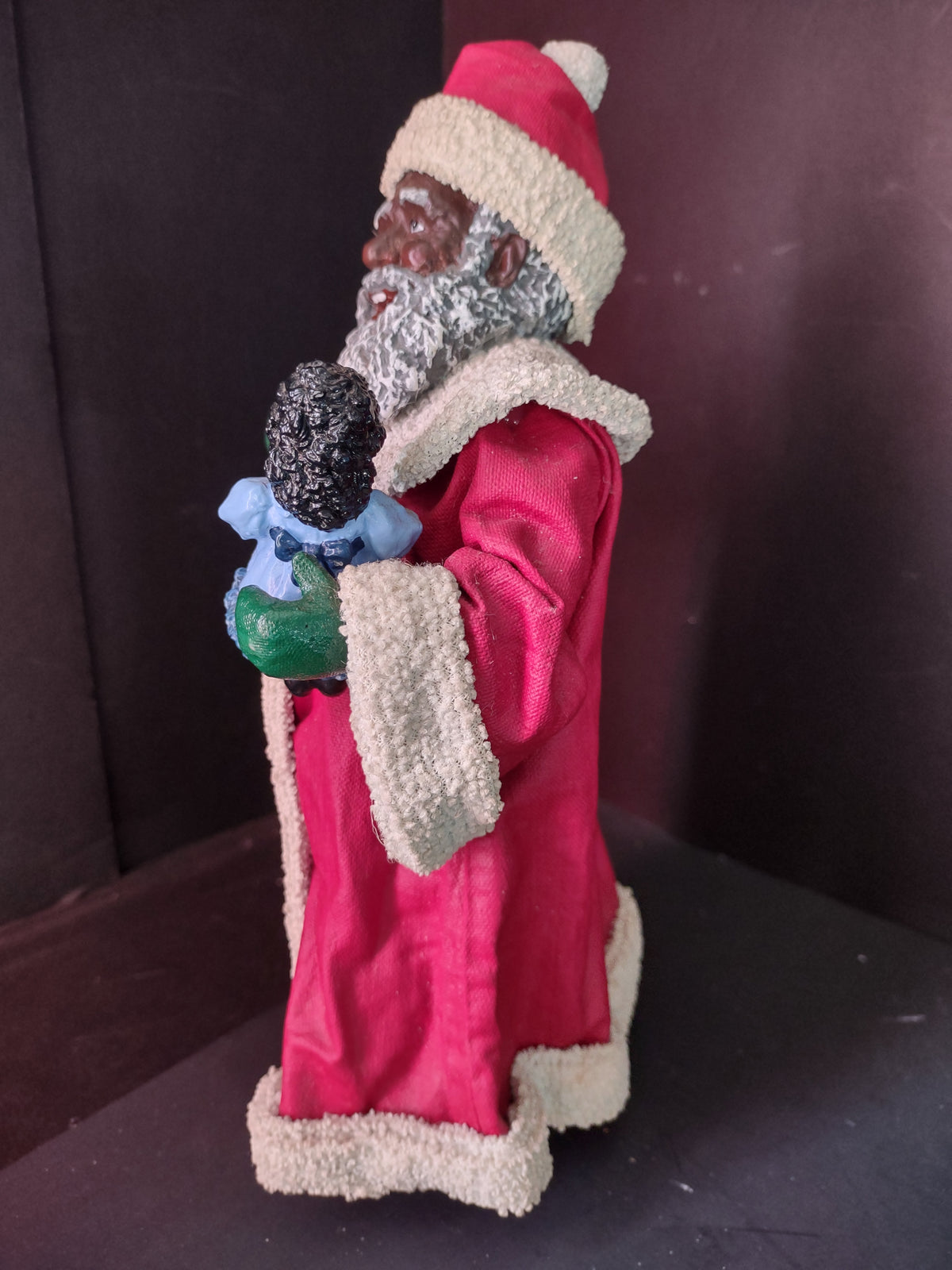 Vintage Possible Dreams Clothtique Black Santa 1993 Red Coat [8042n]