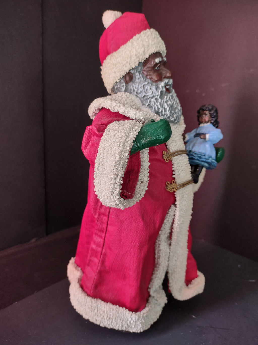 Vintage Possible Dreams Clothtique Black Santa 1993 Red Coat [8042n]