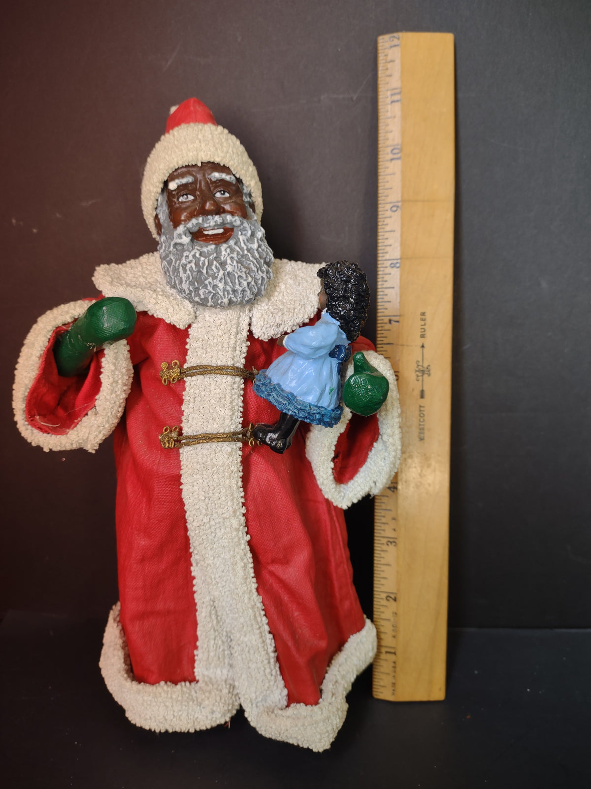 Vintage Possible Dreams Clothtique Black Santa 1993 Red Coat [8042n]