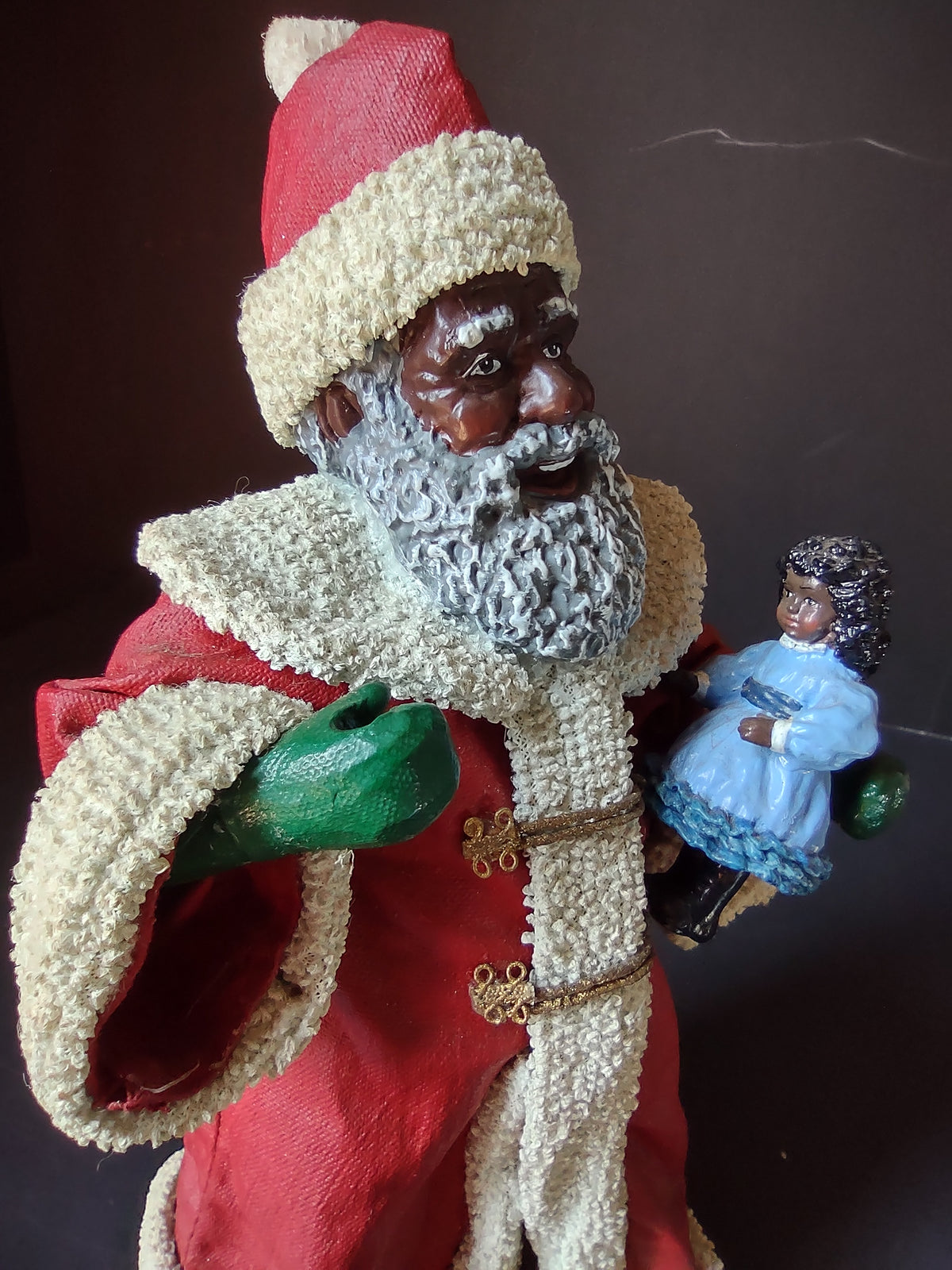 Vintage Possible Dreams Clothtique Black Santa 1993 Red Coat [8042n]