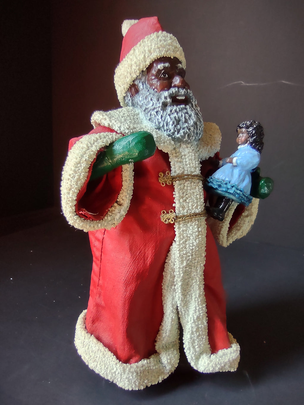 Vintage Possible Dreams Clothtique Black Santa 1993 Red Coat [8042n]