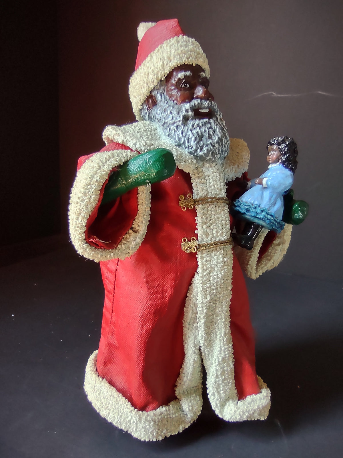 Vintage Possible Dreams Clothtique Black Santa 1993 Red Coat [8042n]
