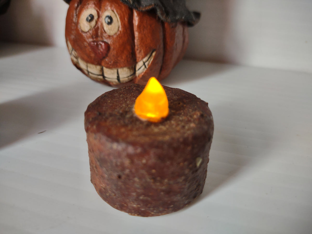 Vintage Folk Art Primitive Pumpkin Witch Hat Figurines & LED Tealights Set of 6 [8044n]