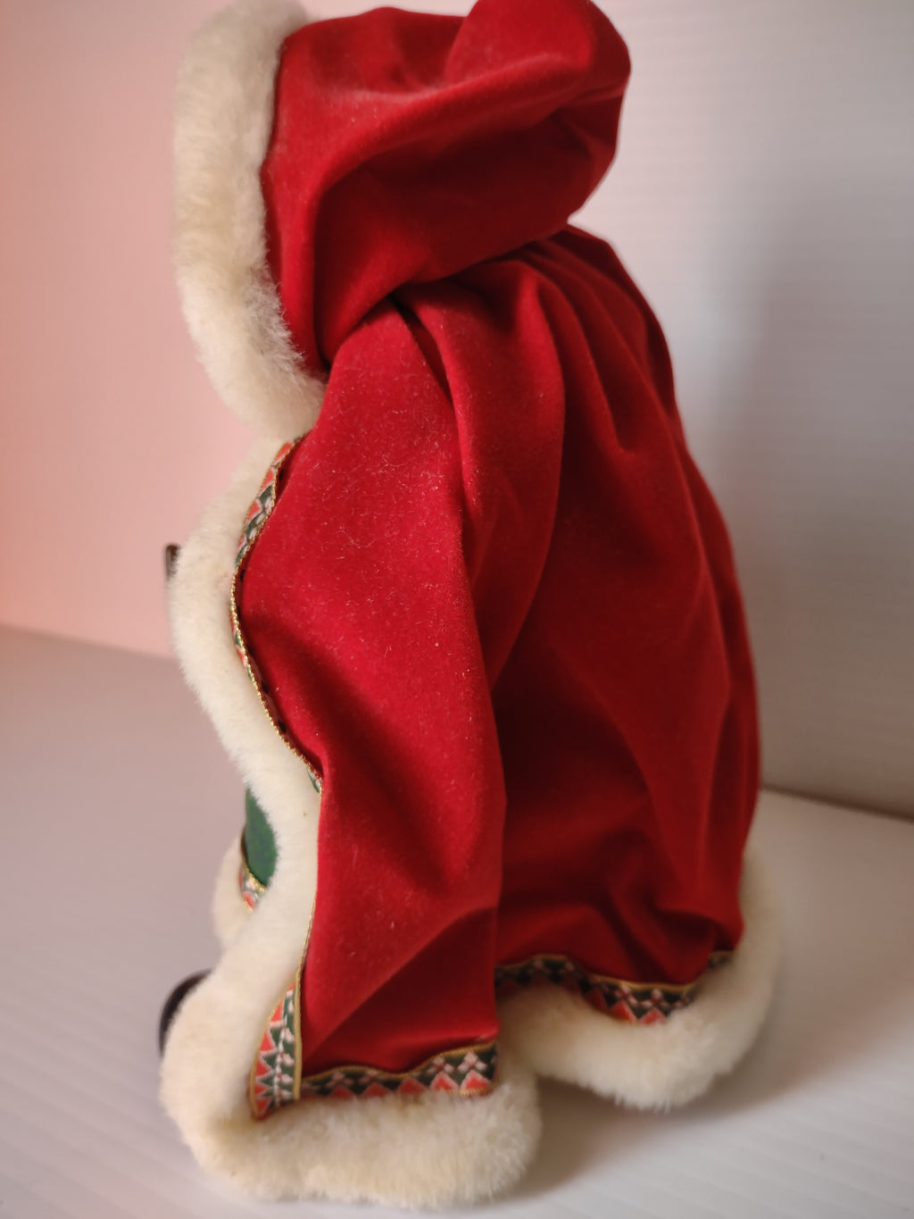Vintage Black Santa Claus Figurine Gold Vest Scroll List Red Cape MISSING List [8045n]