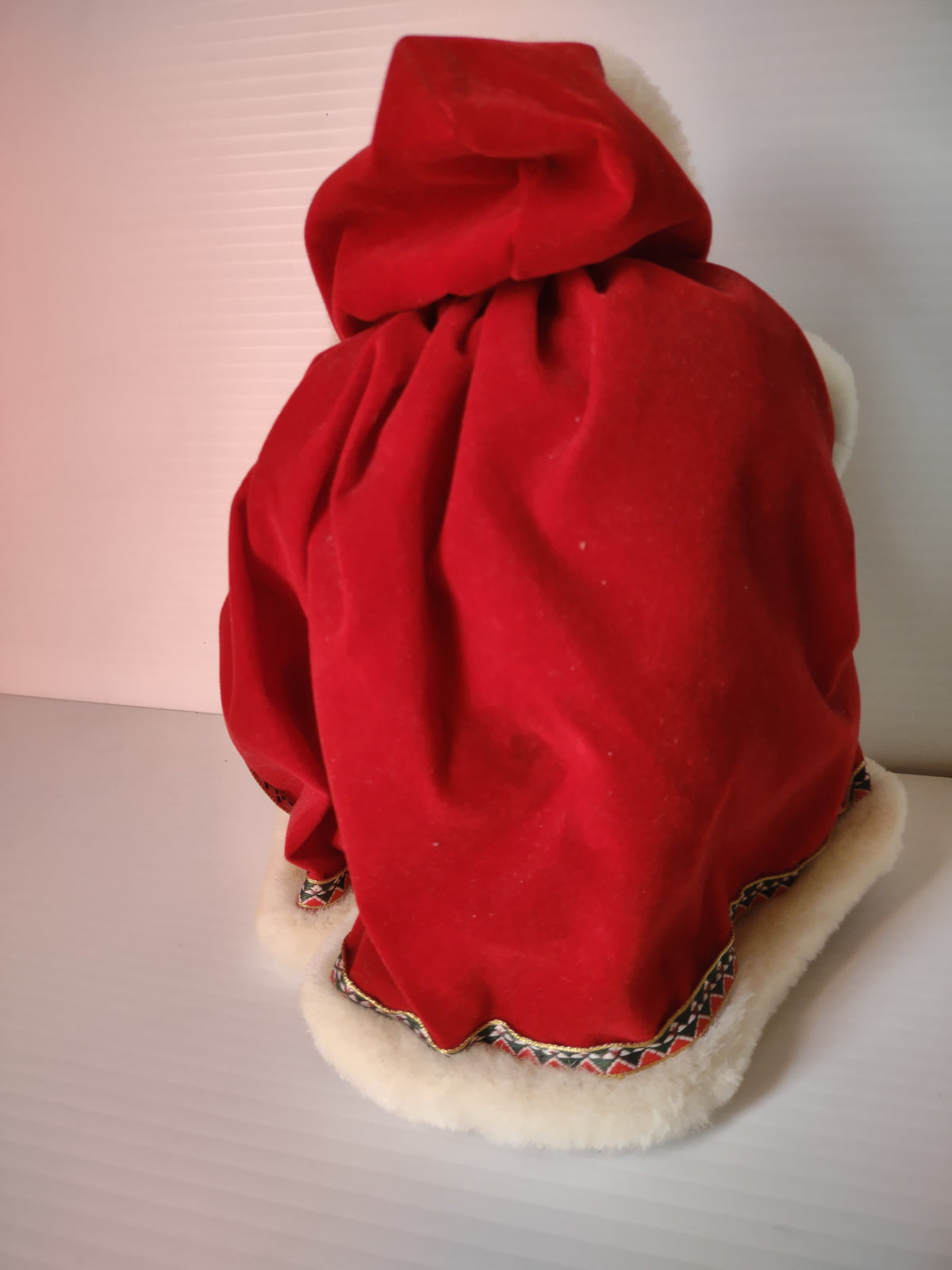 Vintage Black Santa Claus Figurine Gold Vest Scroll List Red Cape MISSING List [8045n]