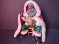 Vintage Black Santa Claus Figurine Gold Vest Scroll List Red Cape MISSING List [8045n]