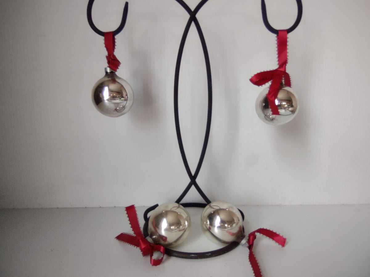 Vintage Mercury Glass Silver Ball Christmas Ornaments Made in USA[8049n]