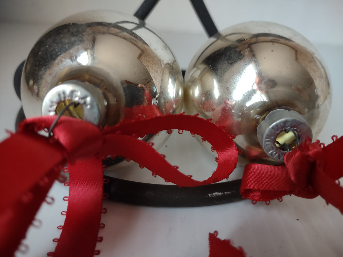 Vintage Mercury Glass Silver Ball Christmas Ornaments Made in USA[8049n]