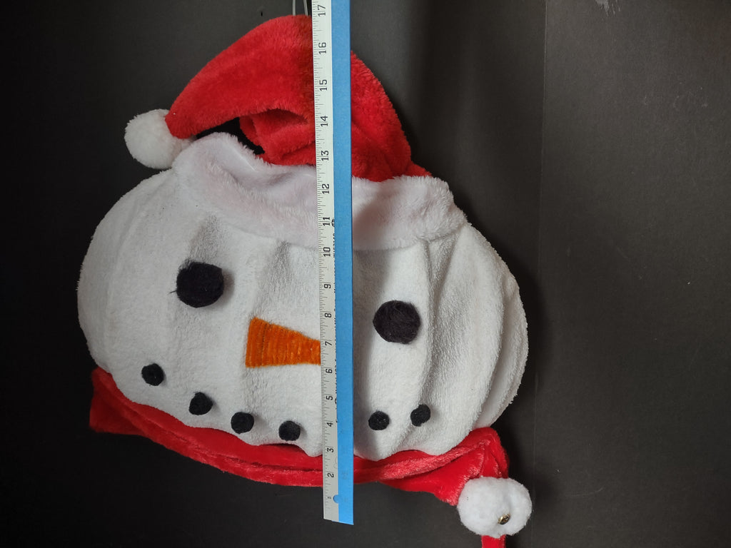Vintage Plush Christmas Snowman Face Wall Hanging Bells Santa Hat [4887]