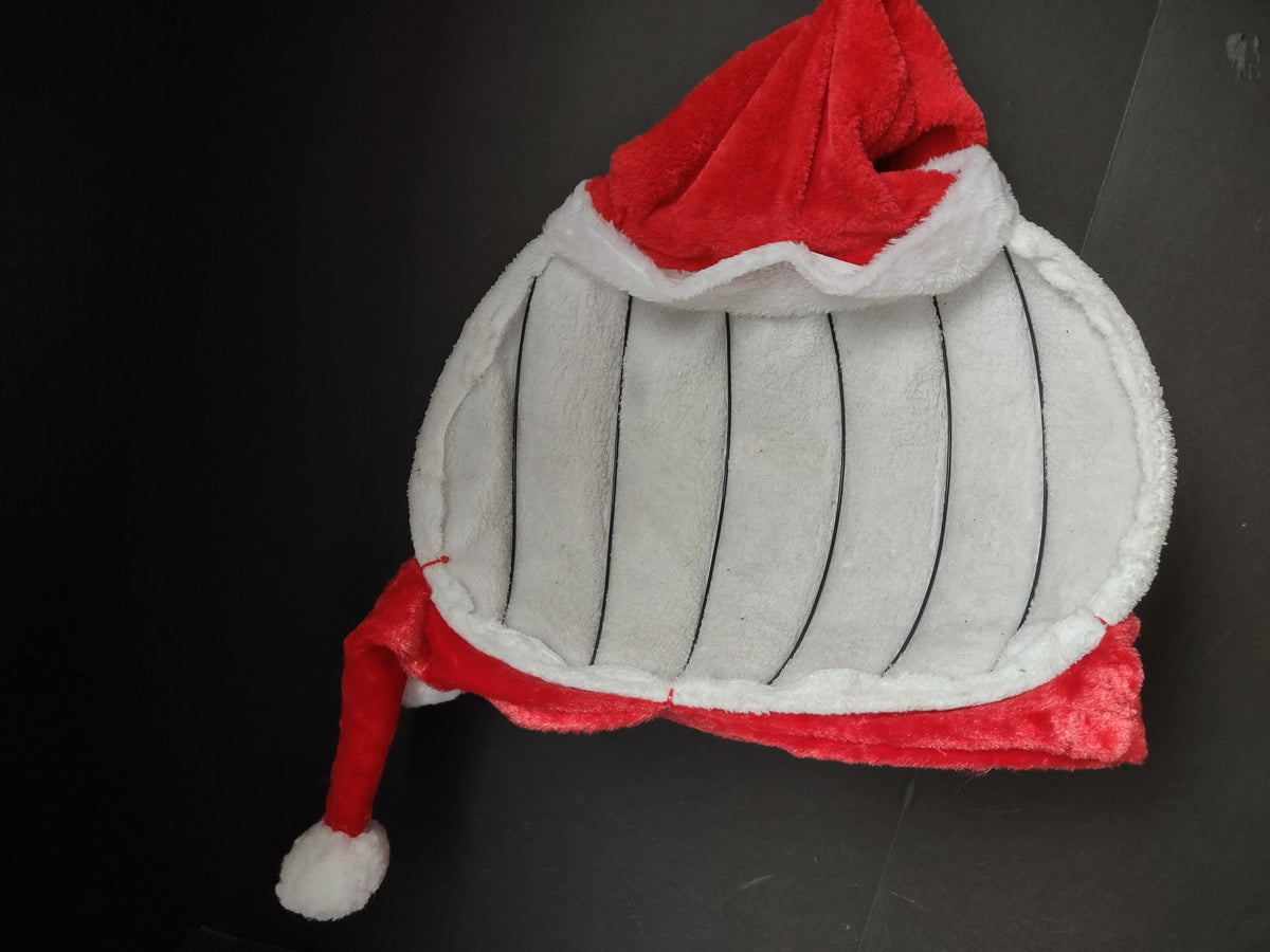 Vintage Plush Christmas Snowman Face Wall Hanging Bells Santa Hat [4887]