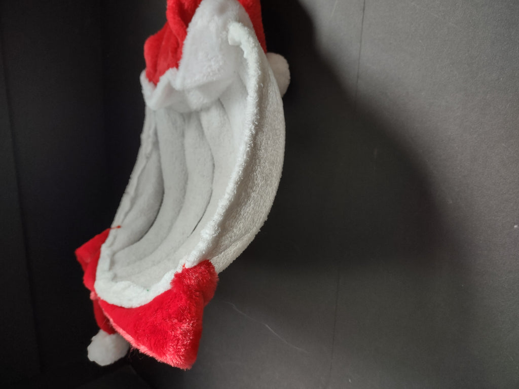 Vintage Plush Christmas Snowman Face Wall Hanging Bells Santa Hat [4887]
