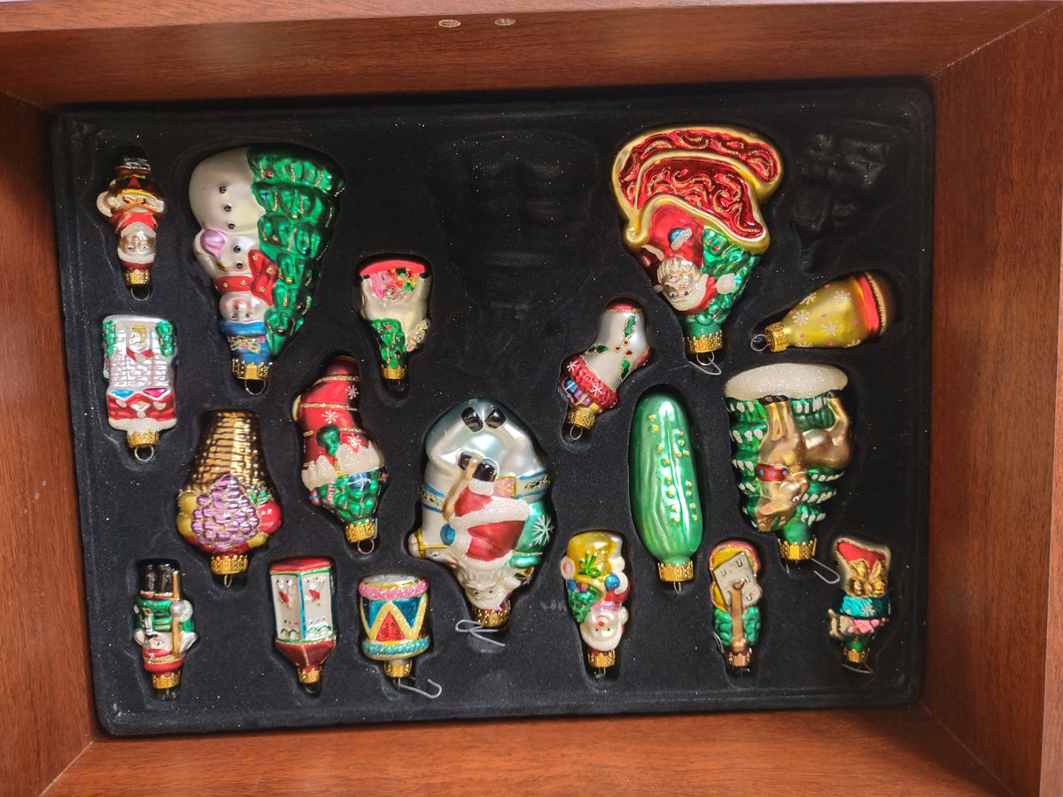 Holiday Lane 39pc Glass Christmas Ornament Set Wood Storage Box Macy's [8052n]